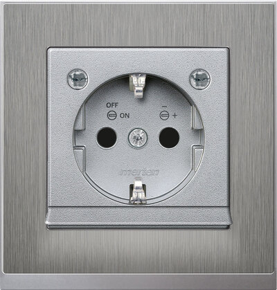 M-Pure Deco Steckdose mit LED-Lichtauslass, Edelstahl/Aluminium