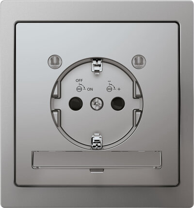 D-Life Steckdose mit LED-Lichteinlass, Edelstahl