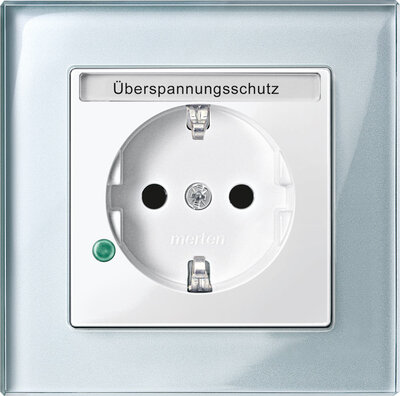 M-PLAN Echtglas SCHUKO-Steckdose mit Überspannungsschutz, Diamantsilber