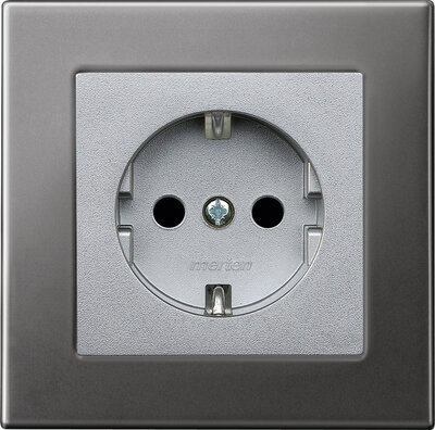 M-PLAN Metall SCHUKO-Steckdose erhöhter Berührungsschutz, rhodiumgrau