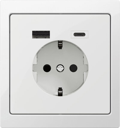 D-Life, SCHUKO-Steckdose mit USB-Ladestation A+C, Lotusweiß